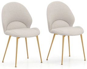 Conjunto de 2 cadeiras de jantar estofada com costas curvas Costas Assento largo sem braços para sala de estar Sala de jantar Carga 150 kg Cinzento