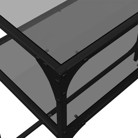 Mesa consola com tampo em vidro preto 98x35x81 cm aço