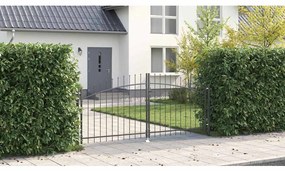 Portão de Jardim com Ponta de Lança Dupla Cinza 125x300 cm Aço