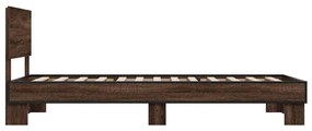 Estrutura de cama derivados de madeira/metal carvalho castanho