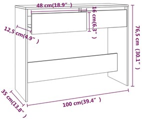 Mesa consola 100x35x76,5 cm derivados madeira carvalho castanho