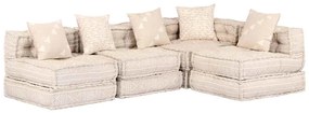 vidaXL Pufe modular de 4 lugares tecido bege