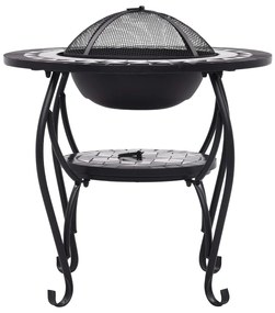 Mesa braseira em mosaico 68 cm cerâmica preto e branco