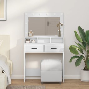 Mesa de Maquilhagem vidaXL com Luzes LED, Branca, 79x41x135 cm