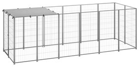 vidaXL Canil para cães 330x110x110 cm aço prateado