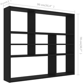 Estante de parede 90x16x78 cm contraplacado preto