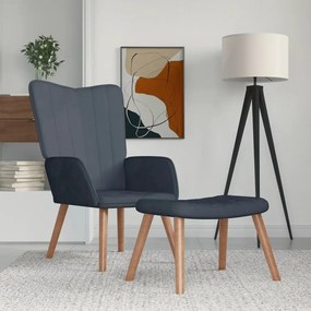 vidaXL Cadeira de descanso com banco veludo cinzento-escuro