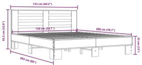 Estrutura de cama 150x200 cm derivados madeira/metal