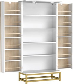 Armário de Cozinha com 2 Portas e 12 Compartimentos Design Moderno com 5 Prateleiras Ajustáveis Branco