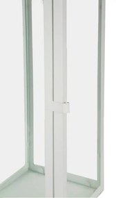Conjunto de 3 Lanternas Brancas em Metal e Vidro – 66 cm, 49,5 cm e 39