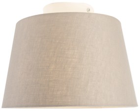 Luminária de teto com cúpula de linho taupe 25 cm - Combi branco Country / Rústico