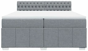 Cama com molas/colchão 200x200 cm tecido cinza-claro