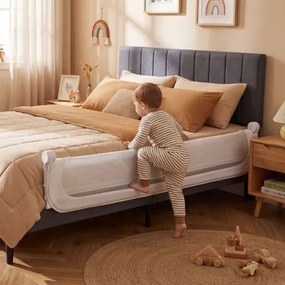 Barreira dobrável para camas infantis, altura ajustável com 178 x 36 x 60 cm, com capa removível em tecido Oxford, base em U, com correia e fivela, br
