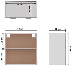 Armário de parede 60x31x60 cm contraplacado cinza cimento