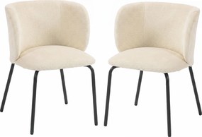 HOMCOM Conjunto de 2 Cadeiras de Sala de Jantar Estofadas em Chenille, Encosto Envolvente, Carga 120 kg, 57 x 58 x 77 cm, Bege | Aosom Portugal