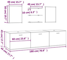 2 pcs conj. móveis casa de banho derivados de madeira carvalho