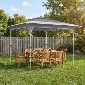 Tenda Dobrável 3,5x3,5 m Pop-up com Altura Ajustável 3 Níveis Teto Duplo Fecho Central e Bolsa UPF50+ Cinzento