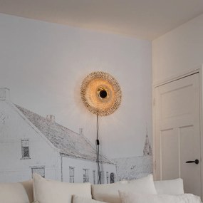 Candeeiro de parede oriental bambu 50 cm com ficha - Rina