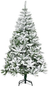 HOMCOM Árvore de Natal Artificial 180cm com Neve Ignífugo com 750 Ramos Folhas de PVC e Base Dobrável Verde | Aosom Portugal