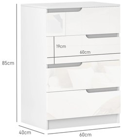 Cómoda com 4 Gavetas Cómoda de Dormitório Moderna com Sistema Anti-Tombo 60x40x85 cm Branco