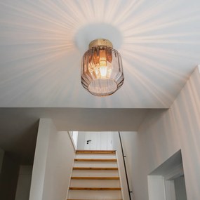 Candeeiro de teto inteligente latão com vidro fumê incl. Wifi A60 - Stiklo