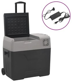 Mala térmica c/ rodas e adaptador 40L polipropileno preto/cinza