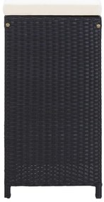 7 pcs conjunto bar para jardim c/ almofadões vime PE preto