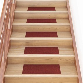 Tapetes de escada adesivos 30 pcs 60x25 cm retangular vermelho