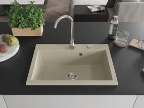 Mexen Elix lava-loiça de granito com 1 cuba 700 x 500 mm, bege, sifão cromado - 6526701005-69