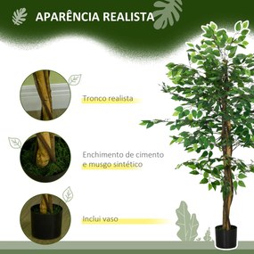 HOMCOM Planta Figueira Artificial com Tronco Realista 150 cm Planta Ar