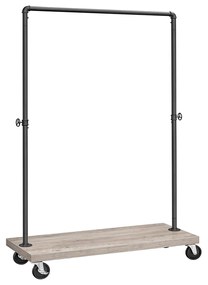 Varal VASAGLE para Quarto, Cabideiro Resistente, Cabideiro Industrial com Rolamento de Tubos e Prateleira, Barra Superior com Carga Máxima de 90 kg, Lavanderia, Loja de Varejo, Cinza e Preto HSR065B02