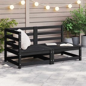 vidaXL 2 pcs conjunto lounge de jardim pinho maciço preto