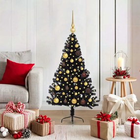 vidaXL Árvore de Natal Artificial Pré-iluminada Preto 120 cm PVC