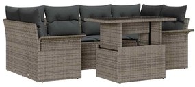 Conjunto de Sofá de Jardim de 7 peças com Almofadas Cinza Rattan Sinté