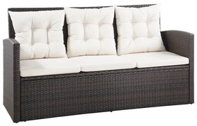 5 pcs conjunto lounge jardim c/ almofadões vime PE castanho