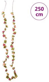 Grinaldas de flores de Natal 6 pcs 250 cm vermelho rosado