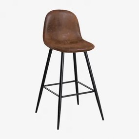 Pacote De 2 Bancos Altos Em Imitação De Couro Glamm Preto & Café Vintage & ↑75 Cm - Sklum