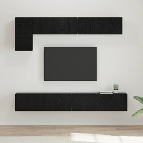 vidaXL Conjunto de móvel de TV com prateleira com armazenamento com porta 5 pcs Carvalho Preto