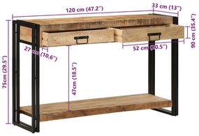 Mesa de Console vidaXL 120x33x75 cm Madeira de Mangueira Sólida