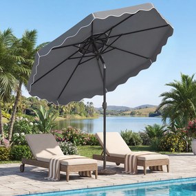 Guarda-sol de 300 cm com inclinação bidirecional de 30° (BASE NÃO INCLUIDA), teto ventilado, 2 camadas, 8 varas metálicas e folhos, para pátio e pisci