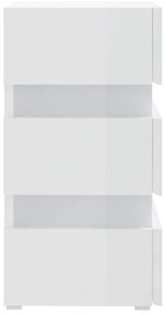 Mesa de cabeceira c/ luzes LED deriv. madeira branco brilhante