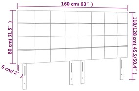 Cabeceira de cama 4 pcs tecido 80x5x78/88 cm cinzento-claro