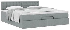Estrutura de cama otomana com colchão 180x200 cm cinzento claro