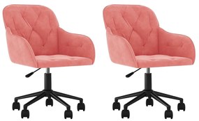 Cadeiras de jantar giratórias 2 pcs veludo rosa
