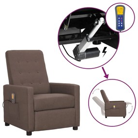 vidaXL Poltrona de massagens tecido cinzento-acastanhado