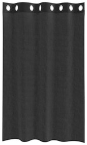 Cortinas de voile com ilhós 2 pcs preto 140x175 cm