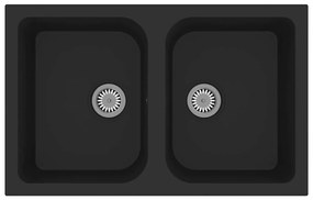 Pia de Cozinha Preta 760x480x184 mm de Granito