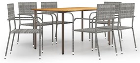 vidaXL 7 pcs conjunto de jantar para jardim vime PE antracite