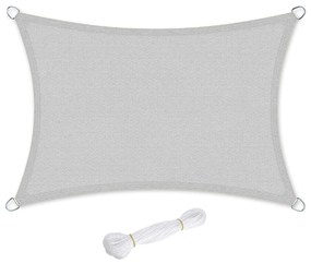 SONGMICS Guarda-sol Vela 3 x 4 m Proteção Solar Feita de Plástico HDPE Resistente a Rasgos Proteção UV À Prova de Intempéries Bloqueia 85% dos Raios Solares Jardim Varanda Pátio Camping Côncavo Cinza Claro GSS34QY