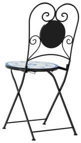 Cadeiras de bistrô dobráveis 2 pcs cerâmica azul e branco